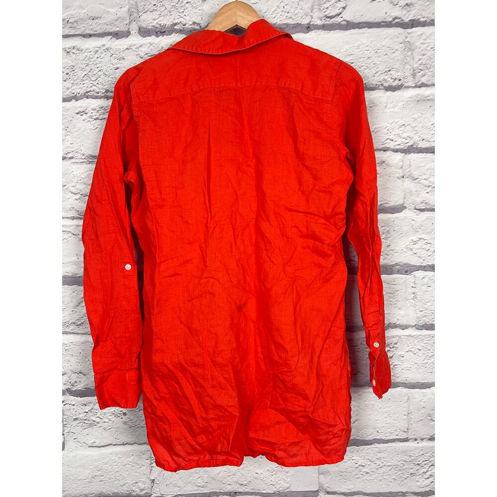 Lauren Ralph Lauren Women's S 100% Linen Tunic Coastal Lace Up Resort Top Orange - Picture 3 of 12